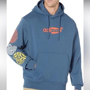 adidas Originals Sweater Mens S Blue Hoodie Hypersport Graphic Wonder Steel